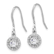 Sterling Silver Rhodium-plated Polished Round CZ Halo Dangle Earrings - Birthstone Company