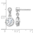 Sterling Silver Rhodium-plated CZ Bezel Dangle Post Earrings - Birthstone Company