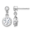 Sterling Silver Rhodium-plated CZ Bezel Dangle Post Earrings - Birthstone Company