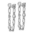 Sterling Silver Rhodium-plated Bezel CZ with Heart Post Dangle Earrings