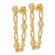 Sterling Silver Gold-tone Bezel CZ with Heart Post Dangle Earrings - Birthstone Company