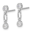 Sterling Silver Rhodium-plated Bezel CZ Post Dangle Earrings