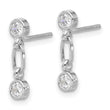 Sterling Silver Rhodium-plated Bezel CZ Post Dangle Earrings - Birthstone Company