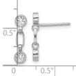 Sterling Silver Rhodium-plated Bezel CZ Post Dangle Earrings