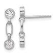 Sterling Silver Rhodium-plated Bezel CZ Post Dangle Earrings
