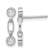 Sterling Silver Rhodium-plated Bezel CZ Post Dangle Earrings - Birthstone Company