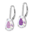 Sterling Silver Rhodium-plated Pear Iridescent CZ Leverback Earrings - Birthstone Company