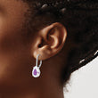 Sterling Silver Rhodium-plated Pear Iridescent CZ Leverback Earrings - Birthstone Company