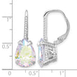 Sterling Silver Rhodium-plated Pear Iridescent CZ Leverback Earrings - Birthstone Company