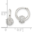 Sterling Silver E-Coating CZ Ball Hinged Hoop Earrings
