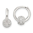 Sterling Silver E-Coating CZ Ball Hinged Hoop Earrings
