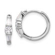 Sterling Silver Rhodium-plated CZ Hinged Hoop Earrings
