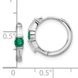 Sterling Silver Rhodium-plated Green/White CZ Hinged Hoop Earrings