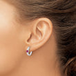Sterling Silver Rhodium-plated Red/White CZ Hinged Hoop Earrings - Birthstone Company