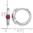 Sterling Silver Rhodium-plated Red/White CZ Hinged Hoop Earrings - Birthstone Company