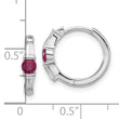 Sterling Silver Rhodium-plated Red/White CZ Hinged Hoop Earrings