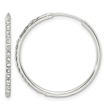 Sterling Silver Polished CZ Medium Round Endless Hoop Earrings - Birthstone Company