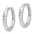 Sterling Silver E-Coating CZ Hinged Hoop Earrings