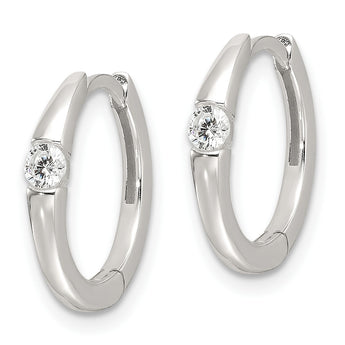 Sterling Silver E-Coating CZ Hinged Hoop Earrings - Birthstone Company