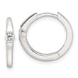 Sterling Silver E-Coating CZ Hinged Hoop Earrings