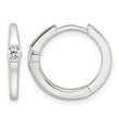 Sterling Silver E-Coating CZ Hinged Hoop Earrings - Birthstone Company