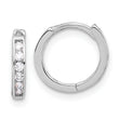 Sterling Silver Rhodium-plated 2mm CZ Hinged Hoop Earrings