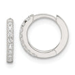 Sterling Silver E-Coating Polished CZ Hinged Hoop Earrings