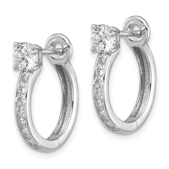 Sterling Silver Rhodium-plated CZ Hoop Earrings