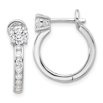 Sterling Silver Rhodium-plated CZ Hoop Earrings