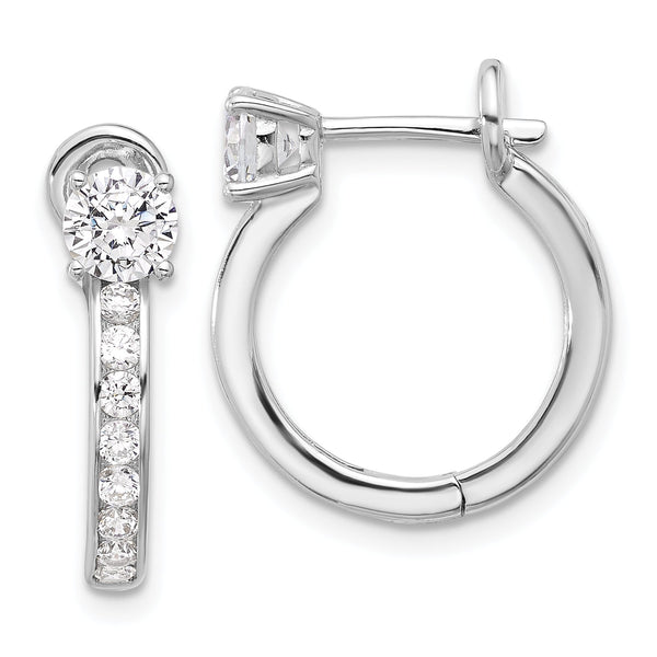 Sterling Silver Rhodium-plated CZ Hoop Earrings