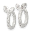 Sterling Silver E-coated CZ Leaf Hinged Hoop Earrings - Birthstone Company