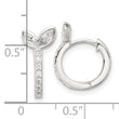 Sterling Silver E-coated CZ Leaf Hinged Hoop Earrings