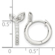 Sterling Silver E-coated CZ Leaf Hinged Hoop Earrings - Birthstone Company