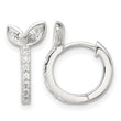 Sterling Silver E-coated CZ Leaf Hinged Hoop Earrings - Birthstone Company