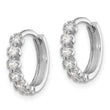 Sterling Silver Rhodium-plated Polished CZ Hinged Huggie Hoop Earrings