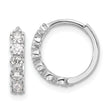 Sterling Silver Rhodium-plated Polished CZ Hinged Huggie Hoop Earrings