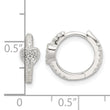 Sterling Silver E-Coating Fancy CZ Heart Hinged Hoop Earrings