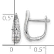 Sterling Silver Rhodium-plated CZ Leaf Hinged Hoop Earrings