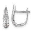 Sterling Silver Rhodium-plated CZ Leaf Hinged Hoop Earrings