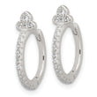 Sterling Silver E-Coating Fancy CZ Hinged Hoop Earrings