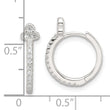Sterling Silver E-Coating Fancy CZ Hinged Hoop Earrings