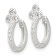 Sterling Silver E-coated CZ Hinged Hoop Earrings