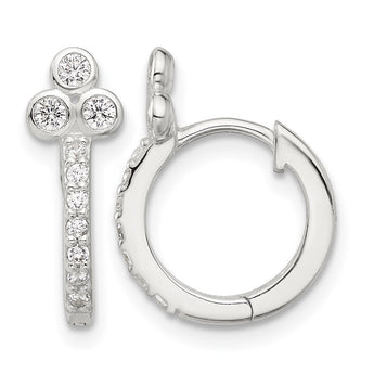 Sterling Silver E-coated CZ Hinged Hoop Earrings - Birthstone Company
