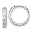 Sterling Silver Rhodium-plated CZ 2.75mm Hinged Hoop Earrings