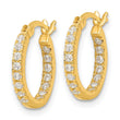 Sterling Silver Gold-tone Polished In/Out CZ Round Hoop Earrings - Birthstone Company