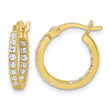 Sterling Silver Gold-tone Polished In/Out CZ Round Hoop Earrings - Birthstone Company