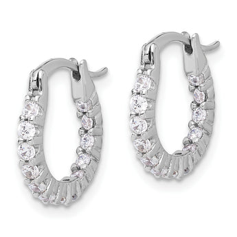 Sterling Silver Rhodium-plated 2mm CZ In/Out Hoop Earrings - Birthstone Company