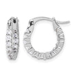 Sterling Silver Rhodium-plated 2mm CZ In/Out Hoop Earrings - Birthstone Company
