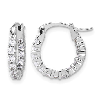 Sterling Silver Rhodium-plated 2mm CZ In/Out Hoop Earrings - Birthstone Company