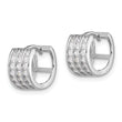 Sterling Silver Rhodium-plated 3 Row CZ Hinged Hoop Earrings